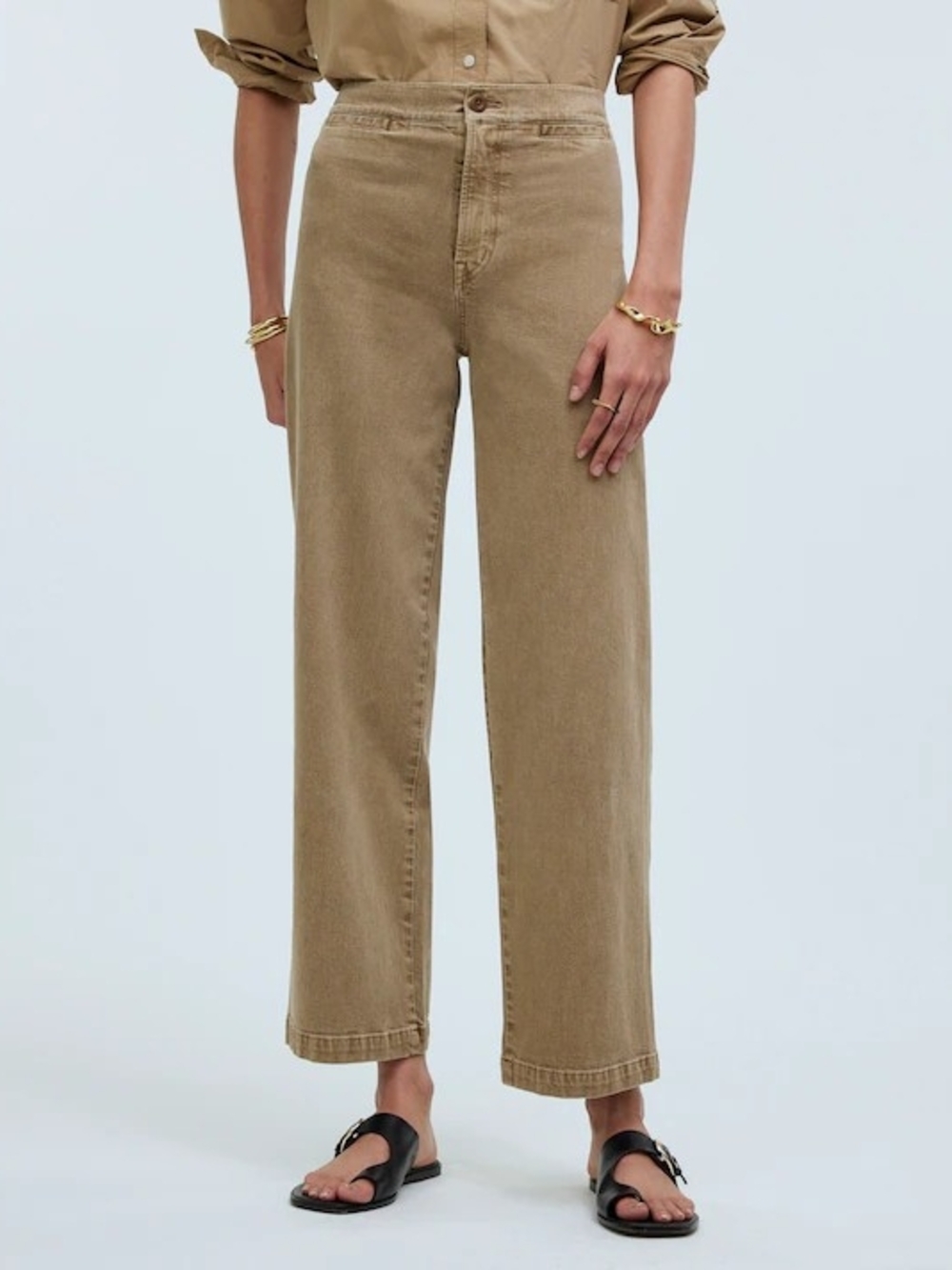 Madewell Emmett Straight-Leg High-Rise Cropped Pants in Khaki